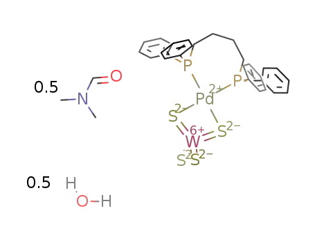 [1,4-bis(diphenylphosphino)butane-2κ2P,P']di-μ-thio-1:2κ4S-dithio-1κ2S-palladium(II)tungsten(VI) N,N'-dimethylformamide hemisolvate hemihydrate