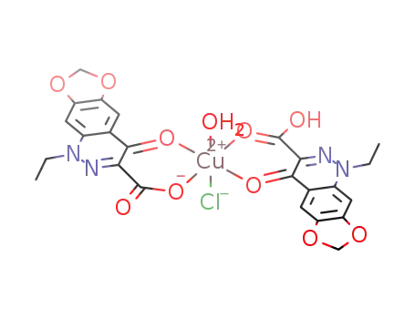 aquachloro(1-ethyl-1,4-dihydro-4-oxo-1,3-dioxolo[4,5-g]cinnoline-3-carboxylato-O(3),O(4))(1-ethyl-1,4-dihydro-4-oxo-1,3-dioxolo[4,5-g]cinnoline-3-carboxylic acid-O(3),O(4))copper(II)
