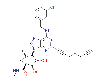 (1'S,2'R,3'S,4'R,5'S)-4'-[6-(3-chlorobenzylamino)-2-(1,6-heptadiynyl)-9H-purin-9-yl]-2',3'-dihydroxybicyclo[3.1.0]hexane-1'-carboxylic acid N-methylamide
