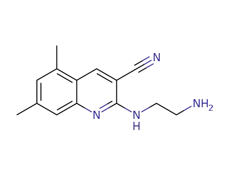 Molecular Structure of 604754-35-0 (3-Quinolinecarbonitrile,2-[(2-aminoethyl)amino]-5,7-dimethyl-(9CI))