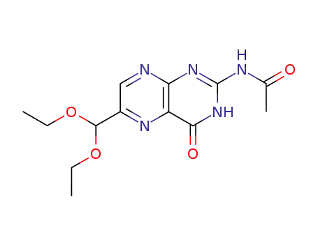 Molecular Structure of 92104-52-4 (N-[6-(diethoxymethyl)-4-oxo-1,4-dihydropteridin-2-yl]acetamide)