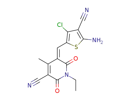 (Z)-5-((5-amino-3-chloro-4-cyanothiophen-2-yl)methylene)-1-ethyl-4-methyl-2,6-dioxo-1,2,5,6-tetrahydropyridine-3-carbonitrile