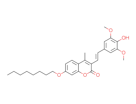 3-[(E)-2-(4-hydroxy-3,5-dimethoxyphenyl)ethenyl]-4-methyl-7-(octyloxy)-2H-chromen-2-one