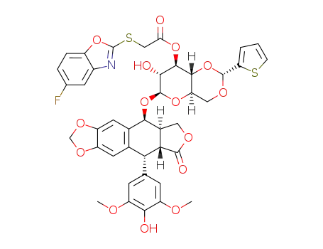 3″-(((5-fluoro-benzoxazole-2-yl)thio)acetato)teniposide