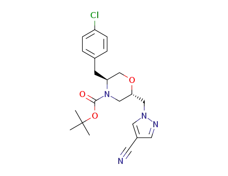 (2R,5S)-tert-butyl 5-(4-chlorobenzyl)-2-((4-cyano-1H-pyrazol-1-yl)methyl)morpholine-4-carboxylate