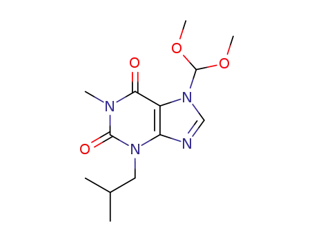 Molecular Structure of 132560-17-9 (7-(dimethoxymethyl)-1-methyl-3-(2-methylpropyl)-3,7-dihydro-1H-purine-2,6-dione)