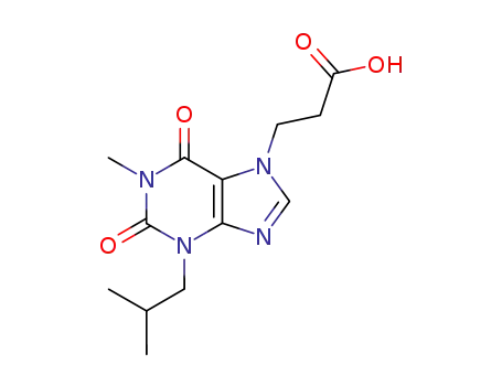 Molecular Structure of 132560-21-5 (3-[1-methyl-3-(2-methylpropyl)-2,6-dioxo-1,2,3,6-tetrahydro-7H-purin-7-yl]propanoic acid)