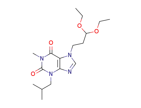 Molecular Structure of 132560-18-0 (7-(3,3-diethoxypropyl)-1-methyl-3-(2-methylpropyl)-3,7-dihydro-1H-purine-2,6-dione)