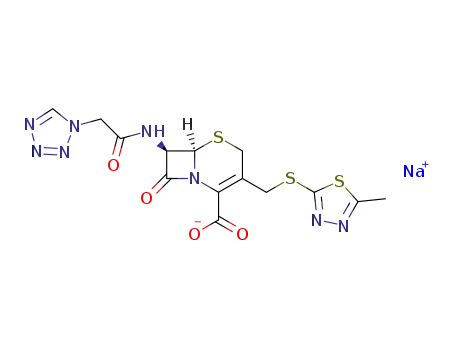 5-Thia-1-azabicyclo[4.2.0]oct-2-ene-2-carboxylicacid,3-[[(5-methyl-1,3,4-thiadiazol-2-yl)thio]methyl]-8-oxo-7-[[2-(1H-tetrazol-1-yl)acetyl]amino]-,sodium salt (1:1), (6R,7R)-