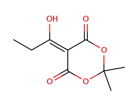 Molecular Structure of 66696-76-2 (1,3-Dioxane-4,6-dione, 5-(1-hydroxypropylidene)-2,2-dimethyl-)