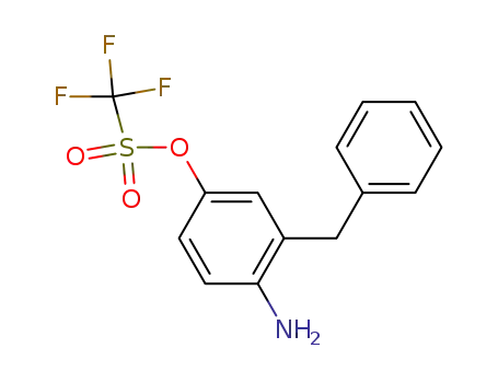 Molecular Structure of 106822-86-0 (Methanesulfonic acid, trifluoro-, 4-amino-3-(phenylmethyl)phenyl ester)