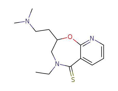 Molecular Structure of 91836-98-5 (Pyrido[3,2-f]-1,4-oxazepine-5(2H)-thione,
2-[2-(dimethylamino)ethyl]-4-ethyl-3,4-dihydro-)
