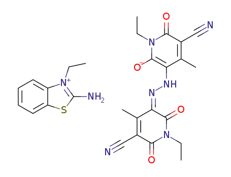 (2-Amino-3-ethylbenzothiazolium)-5-cyano-3-<2-(5-cyano-1-ethyl-1,2,3,6-tetrahydro-4-methyl-2,6-dioxopyridin-3-yliden)hydrazino>-1-ethyl-1,6-dihydro-4-methyl-6-oxopyridin-2-olat