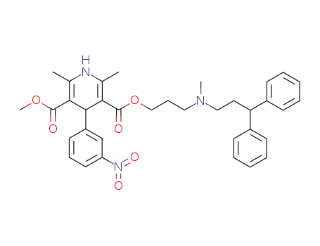 2,6-Dimethyl-4-(3-nitro-phenyl)-1,4-dihydro-pyridine-3,5-dicarboxylic acid 3-{3-[(3,3-diphenyl-propyl)-methyl-amino]-propyl} ester 5-methyl ester