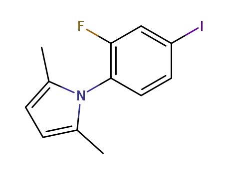 Molecular Structure of 217314-30-2 (1H-Pyrrole, 1-(2-fluoro-4-iodophenyl)-2,5-dimethyl-)