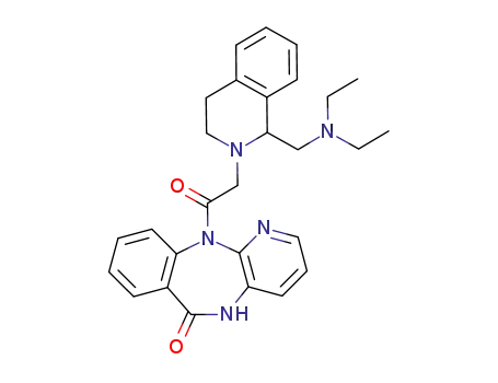 (+/-)-11-<<1-(diethylaminomethyl)-1,2,3,4-tetrahydro-2-isoquinolyl>acetyl>-5,11-dihydro-6H-pyrido<2,3-b><1,4>benzodiazepin-6-one