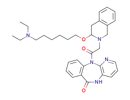 11-(<5-<(6-diethylamino)hexyloxy>-1,2,3,4-tetrahydro-2-isoquinolinyl>-acetyl)-5,11-dihydro-6H-pyrido<2,3-b><1,4>benzodiazepin-6-one