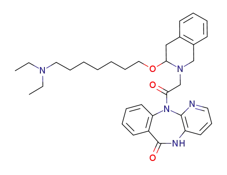 11-(<5-<(7-diethylamino)heptyloxy>-1,2,3,4-tetrahydro-2-isoquinolinyl>-acetyl)-5,11-dihydro-6H-pyrido<2,3-b><1,4>benzodiazepin-6-one