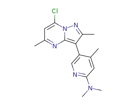 Molecular Structure of 195055-65-3 (2-Pyridinamine,
5-(7-chloro-2,5-dimethylpyrazolo[1,5-a]pyrimidin-3-yl)-N,N,4-trimethyl-)