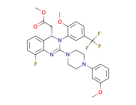 (S)-methyl 2-(8-fluoro-3-(2-methoxy-5-(trifluoromethyl)phenyl)-2-(4-(3-methoxyphenyl)piperazin-1-yl)-3,4-dihydroquinazolin-4-yl)acetate