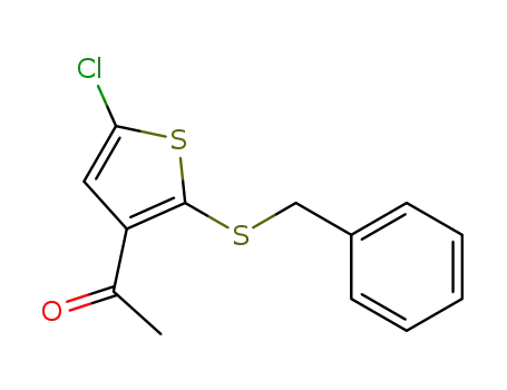 Molecular Structure of 160982-09-2 (1-(2-(benzylthio)-5-chlorothiophen-3-yl)ethanone)
