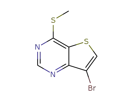 Molecular Structure of 1246223-38-0 (7-bromo-4-(methylsulfanyl)thieno[3,2-d]pyrimidine)