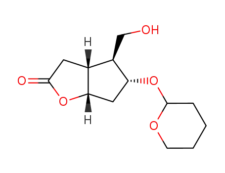 Molecular Structure of 69222-61-3 (2H-Cyclopenta[b]furan-2-one, hexahydro-4-(hydroxymethyl)-5-[(tetrahydro-2H-pyran-2-yl)oxy]-, (3aR,4S,5R,6aS)-)