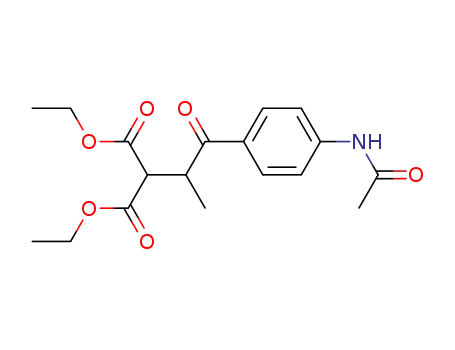 Molecular Structure of 81937-39-5 (diethyl 2-(1-(4-acetaMidophenyl)-1-oxopropan-2-yl)Malonate)