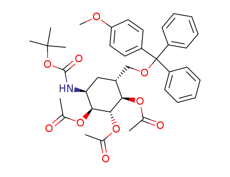 N-(tert-butoxycarbonyl)-4,5,6-tri-O-acetyl-7-(4-monomethoxytrityl)-validamine