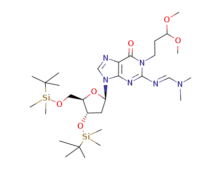3',5'-O-bis(tert-butyldimethylsilyl)-1-(3,3-dimethoxypropyl)-N2-dimethylaminomethylene-2'-deoxyguanosine