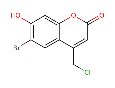 Molecular Structure of 223420-33-5 (2H-1-Benzopyran-2-one, 6-bromo-4-(chloromethyl)-7-hydroxy-)
