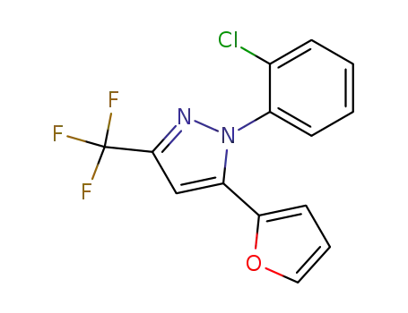Molecular Structure of 437711-24-5 (1H-Pyrazole, 1-(2-chlorophenyl)-5-(2-furanyl)-3-(trifluoromethyl)-)
