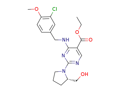 ethyl (S)-4-((3-chloro-4-methoxybenzyl)amino)-2-(2-(hydroxymethyl)tetrahydropyrrole-1-yl)-5-pyrimidinecarboxylate