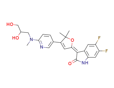 (3E)-3-[4-{6-[(2,3-dihydroxypropyl)(methyl)amino]pyridin-3-yl}-5,5-dimethylfuran-2(5H)-ylidene]-5,6-difluoro-1,3-dihydro-2H-indol-2-one