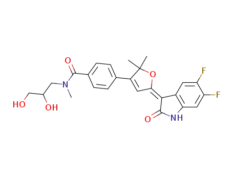 4-[(5E)-5-(5,6-difluoro-2-oxo-1,2-dihydro-3H-indol-3-ylidene)-2,2-dimethyl-2,5-dihydrofuran-3-yl]-N-(2,3-dihydroxypropyl)-N-methylbenzamide