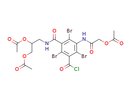 Molecular Structure of 403695-94-3 (Benzoyl chloride,
3-[[(acetyloxy)acetyl]amino]-5-[[[2,3-bis(acetyloxy)propyl]amino]carbonyl
]-2,4,6-tribromo-)