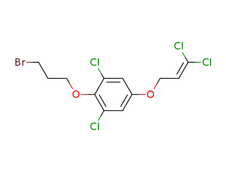 Molecular Structure of 178043-45-3 (Benzene,
2-(3-bromopropoxy)-1,3-dichloro-5-[(3,3-dichloro-2-propenyl)oxy]-)