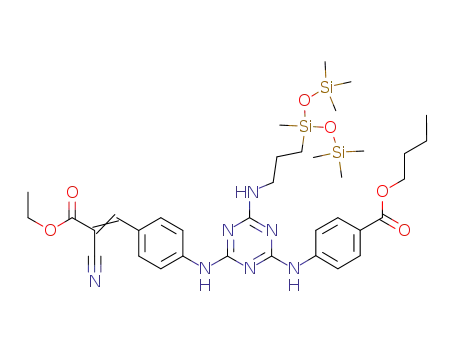 Benzoic acid,
4-[[4-[[4-(2-cyano-3-ethoxy-3-oxo-1-propenyl)phenyl]amino]-6-[[3-[1,3,3,
3-tetramethyl-1-[(trimethylsilyl)oxy]disiloxanyl]propyl]amino]-1,3,5-triazin-
2-yl]amino]-, butyl ester