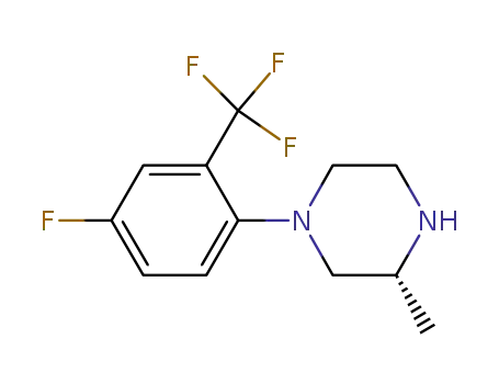 Molecular Structure of 946399-84-4 (1-(4-Fluoro-2-(trifluoromethyl)phenyl)-3-methylpiperazine)