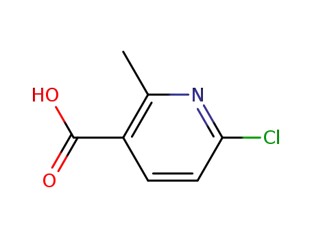 Molecular Structure of 137129-98-7 (3-PYRIDINECARBOXYLIC ACID, 6-CHLORO-2-METHYL-)