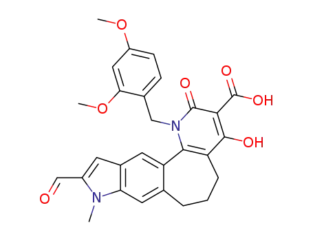 1-(2,4-dimethoxybenzyl)-10-formyl-4-hydroxy-9-methyl-2-oxo-1,2,5,6,7,9-hexahydropyrido[3',2':6,7]cyclohepta[1,2-f]-indole-3-carboxylic acid