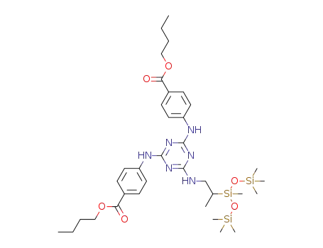 butyl 4-({4-{[4-(butoxycarbonyl)-phenyl]amino}-6-[(2-{1,3,3,3-tetramethyl-1-[(trimethylsilyl)oxy]disiloxanyl}-propyl)amino]-1,3,5-triazin-2-yl}amino)benzoate