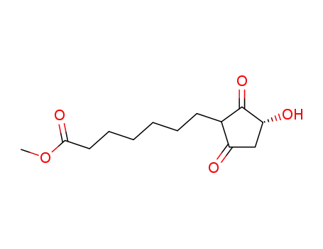 Molecular Structure of 41138-64-1 (Cyclopentaneheptanoic acid, 3-hydroxy-2,5-dioxo-, methyl ester, (3R)-)