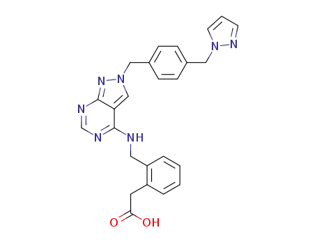 2-(2-((2-(4-((1H-pyrazol-1-yl)methyl)benzyl)-2H-pyrazolo[3,4-d]pyrimidin-4-ylamino)methyl)phenyl)acetic acid