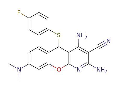 2,4-diamino-8-(dimethylamino)-5-((4-fluorophenyl)thio)-5H-chromeno[2,3-b]pyridine-3-carbonitrile