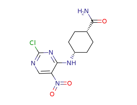 (1s,4s)-4-((2-chloro-5-nitropyrimidin-4-yl)amino)cyclohexane-1-carboxamide