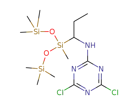 2,4-dichloro-6-{[1,3,3,3-tetramethyl-1-[(trimethylsilyl)-oxy]disiloxanyl]propyl-3-ylamino}-s-triazine