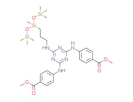 2,4-bis(methyl 4'-aminobenzoate)-6-{[1,3,3,3-tetramethyl-1-[(trimethylsilyl)oxy]disiloxanyl]propyl-3-ylamino}-s-triazine