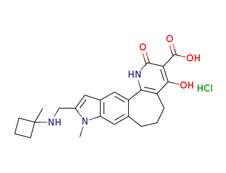 4-hydroxy-9-methyl-10-(((1-methylcyclobutyl)amino)methyl)-2-oxo-1,2,5,6,7,9-hexahydropyrido[3',2':6,7]cyclohepta[1,2-f]indole-3-carboxylic acid hydrochloride