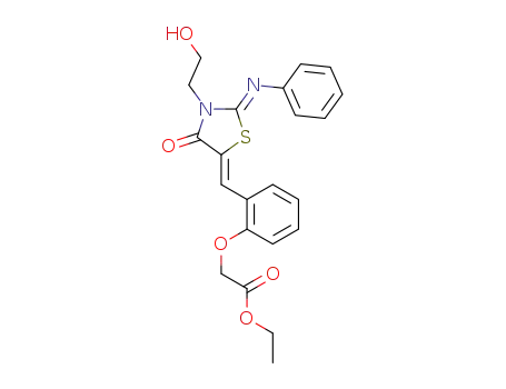 ethyl 2-(2-((Z)-((Z)-3-(2-hydroxyethyl)-4-oxo-2-(phenylimino)thiazolidin-5-ylidene)methyl)phenoxy)acetate